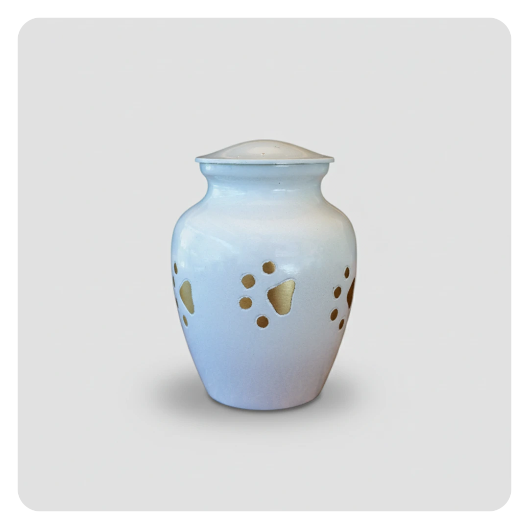 Classic urn - White with golden pawprints